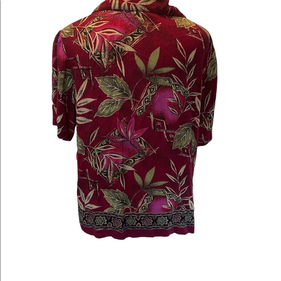 JM Collection Womens Colorful Button Down Short Sleeved Blouse with Color Size 6 - Picture 4 of 11